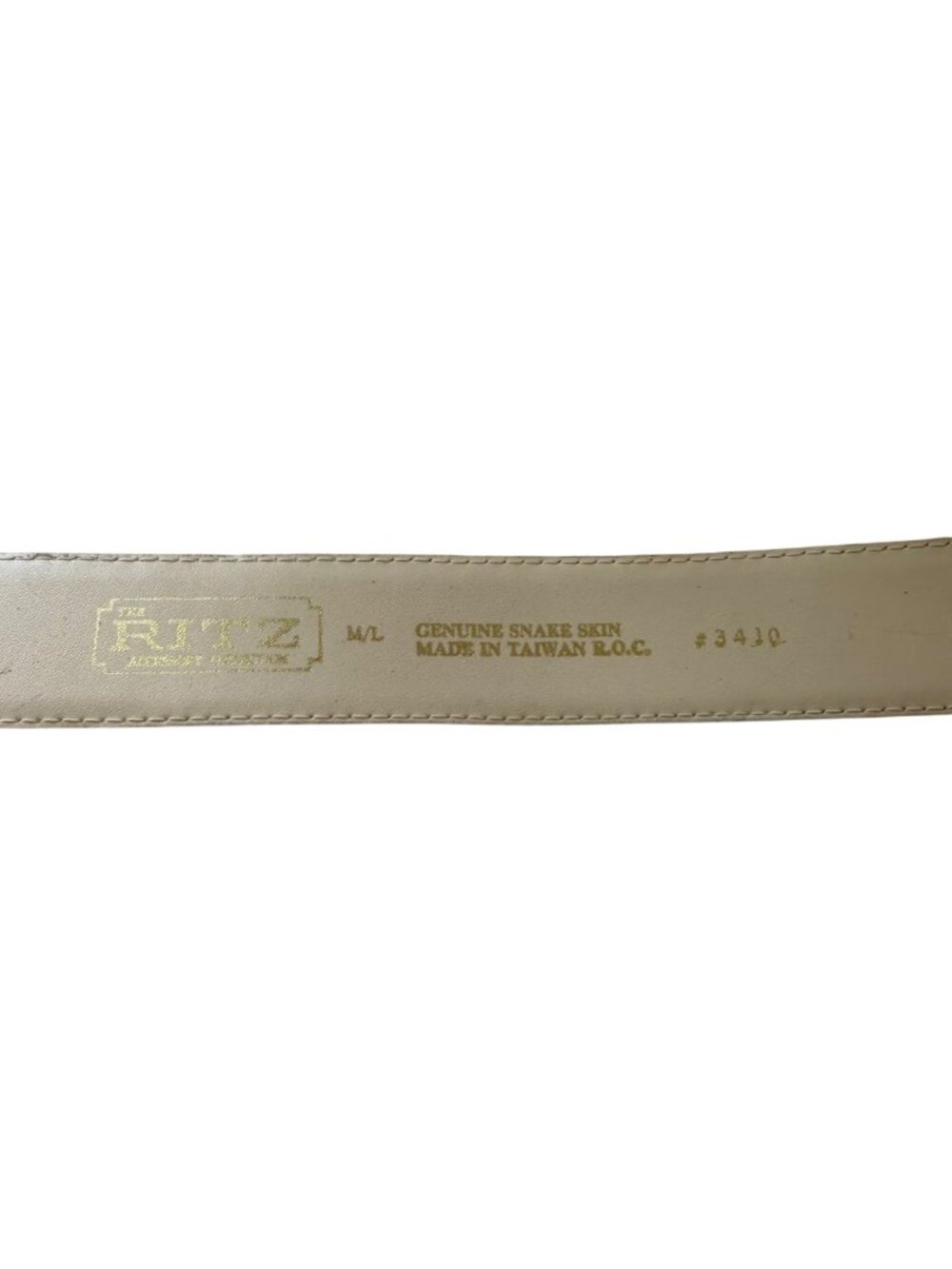 Ritz Snake Skin Belt With Gold-Tone Buckle M/L Size Cream & Black Pattern - Picture 5 of 9